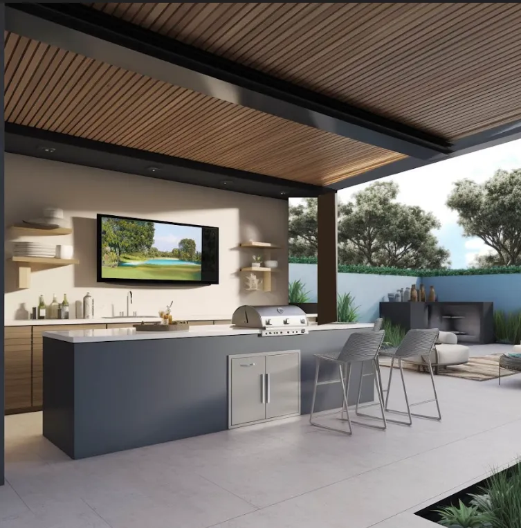 Shaded outdoor kitchen